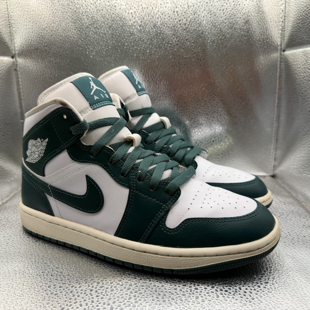 Size 8.5 Air Jordan 1 Mid White/Oxidized Green-Sail‎ Womens Sneakers BQ6472-133